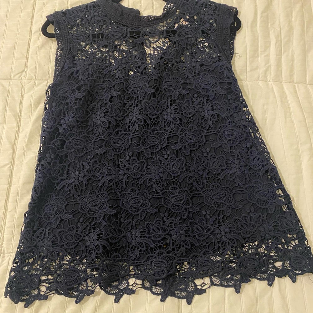 Nanette Lepore Navy Lace Blouse